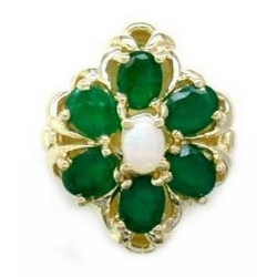 B2120 14K SLIDE OPAL CENTER & EMERALD SIDES 